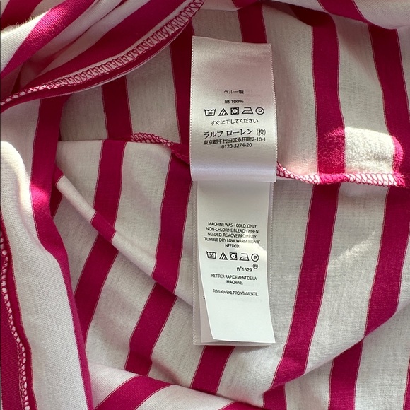 NWT RALPH LAUREN Pink and White Striped Tee Size M. - Picture 13 of 14